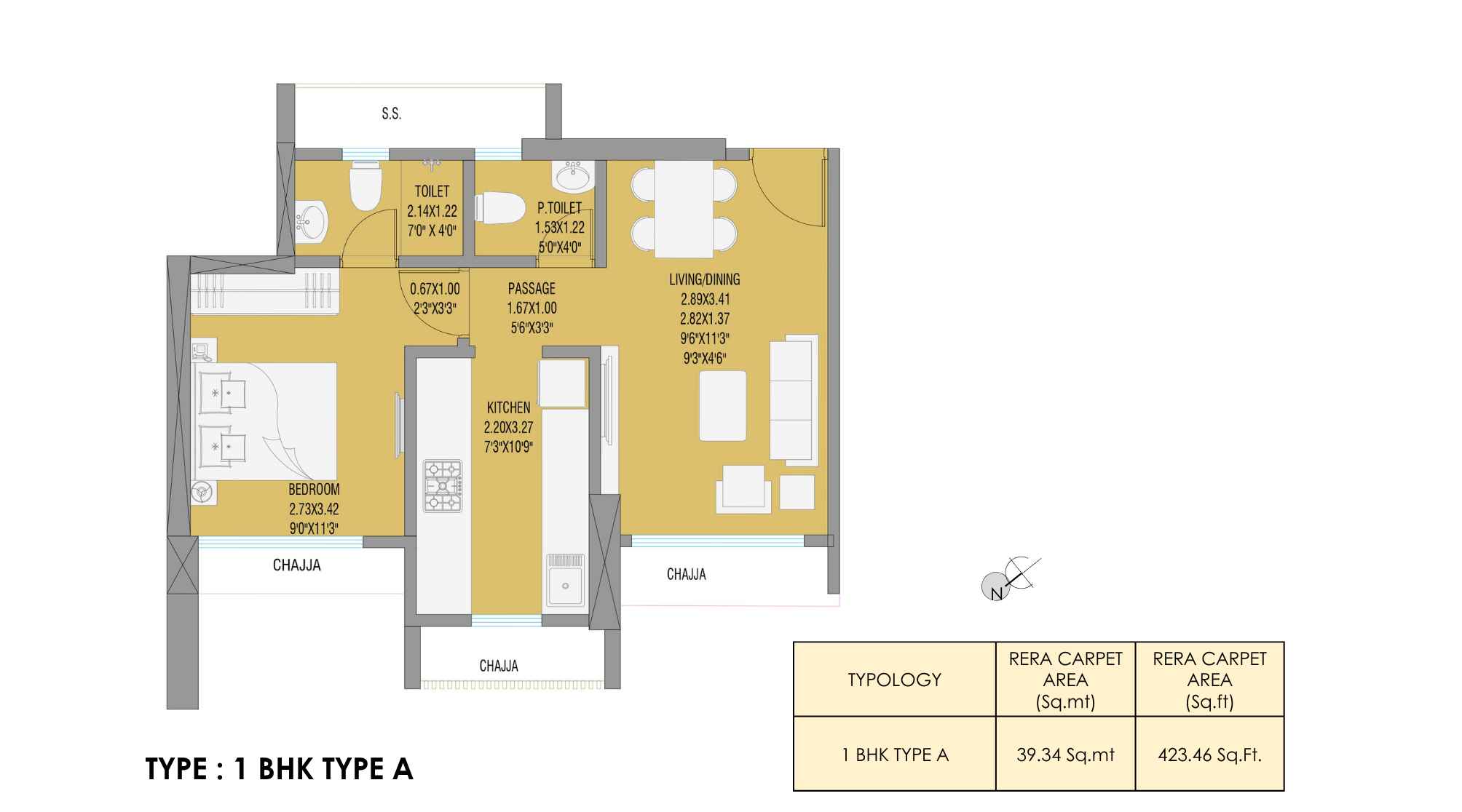 Rajlaxmi-Helios-Codename-Park-Street-Floor-Plan-1-BHK-423-sqft